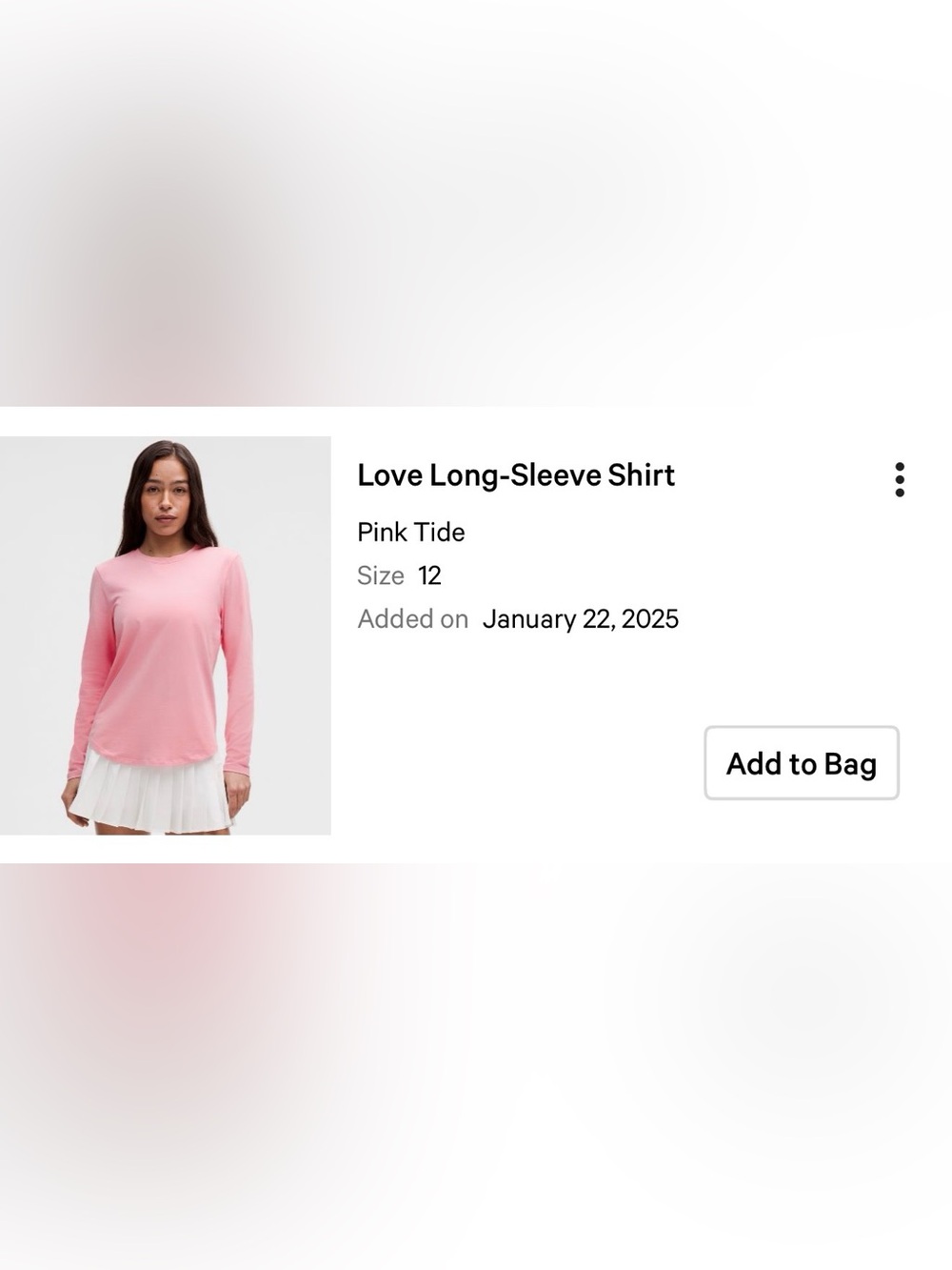 Lululemon Love Long-Sleeve Shirt Pink Tide Size 12 NWT Pima Cotton Rare Colour - Picture 4 of 4